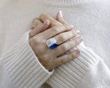 טבעת Gold Letter כחולה